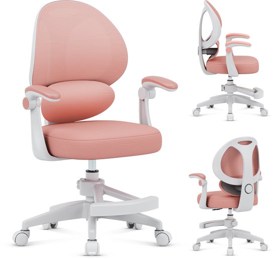 Mark Adler Junior 4.5 Kinderbureaustoel - Ergonomische Kinder Bureau Stoel met Voetsteun - Verstelbaar & Comfortabel - Roze