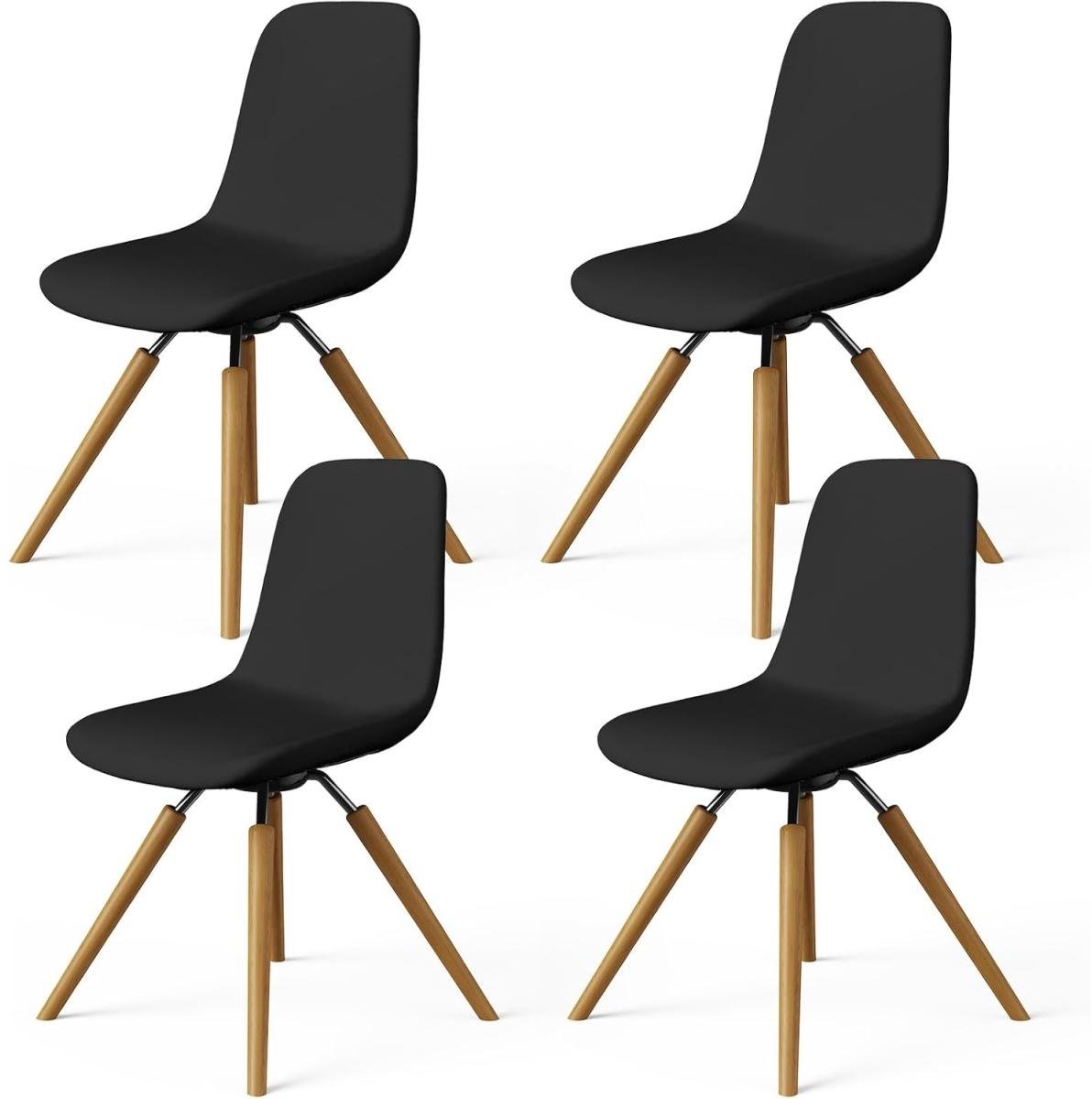 GELLDG 4 stuks eetkamerstoelhoezen - Scandinavische stijl - Afneembaar en wasbaar - Universele elastische stoelhoezen - Geschikt voor keukens en interieur - Zwart