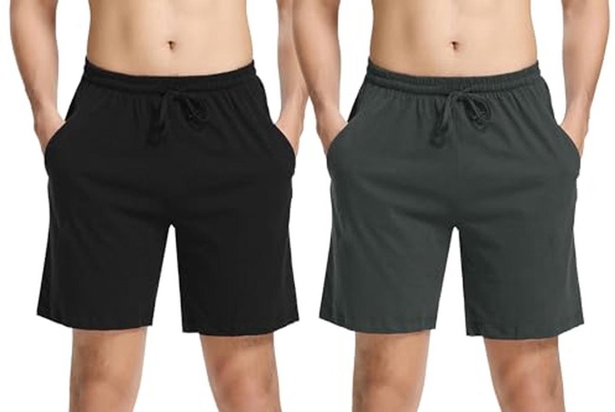 Heren Katoenen Pyjama Shorts - Comfortabele Korte Bermuda met Trekkoord en Zakken