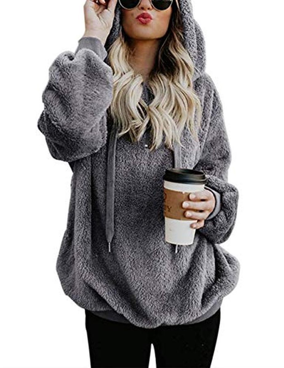 Dames Hoodie Capuchonpullover Teddy Fleece Warm Casual Sweatshirt