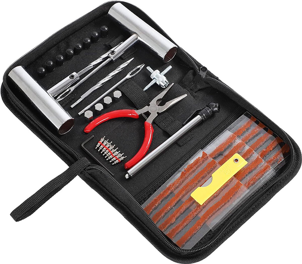 NAXSIR 46-delige bandenreparatieset voor auto's, metalen handvat, voor noodgevallen, geschikt voor auto's, motorfietsen, vrachtwagens en tractoren