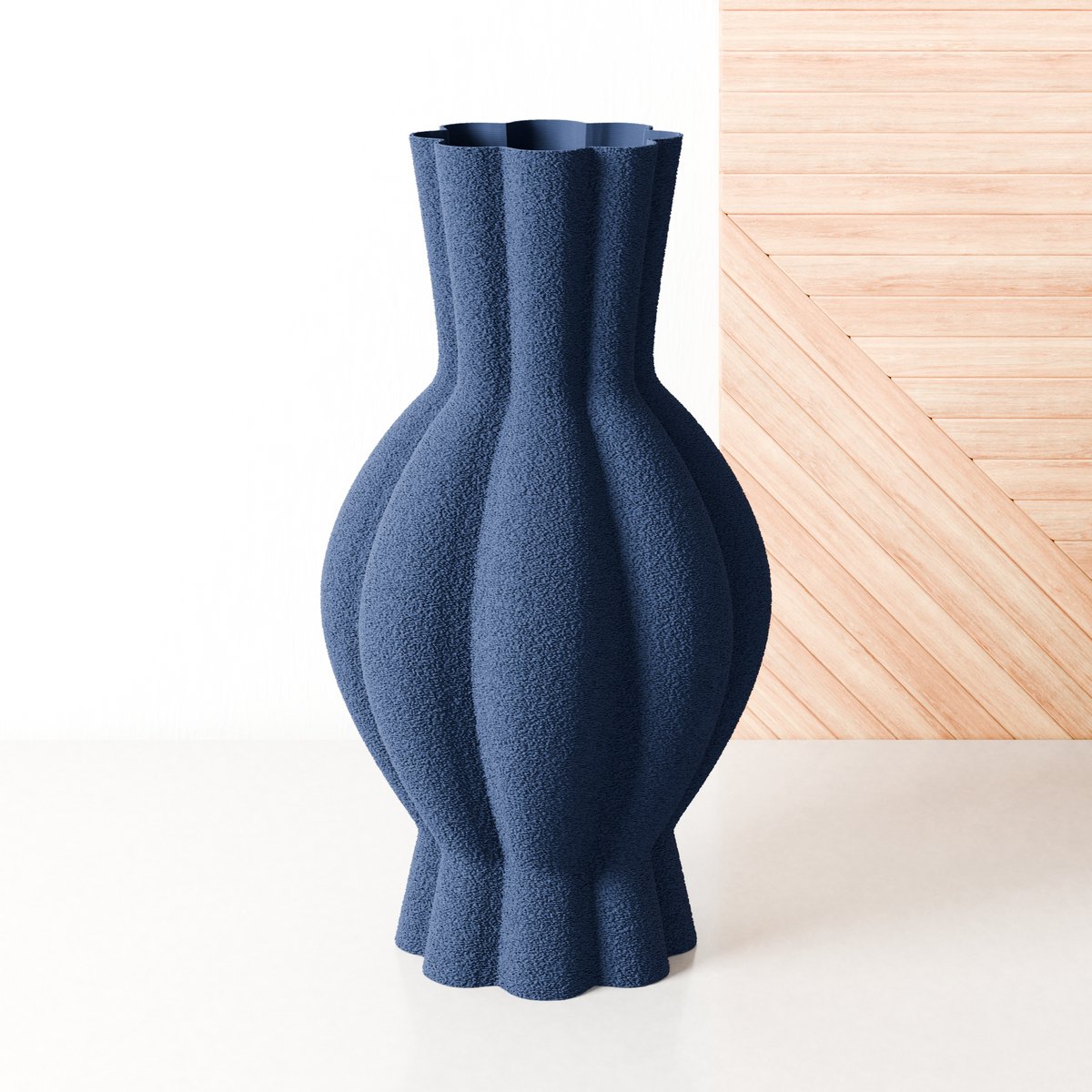 Fleuriek Grote Vaas Blauw - H50 cm - Vaas voor kunstbloemen of droogbloemen - 3D geprinte vaas van gerecycled kunststof - Vloervaas
