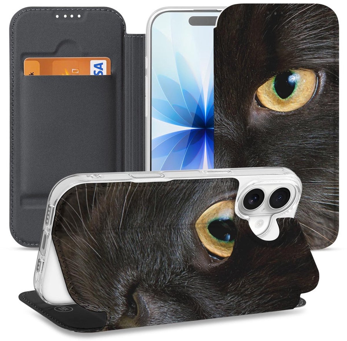 Apple iPhone 17 Book Wallet Case Zwarte Kat