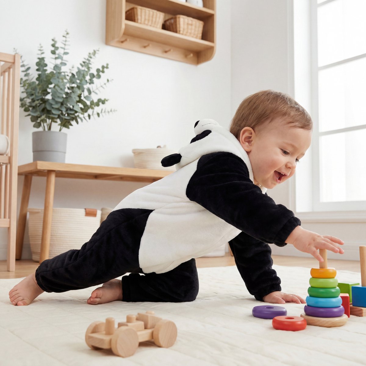 JAXY Baby Onesie - Carnavalskleding Kinderen - Verkleedkleren Jongen en Meisje - Verkleedkleding Kind - Romper - EU (label 100) - Panda — afbeelding 7