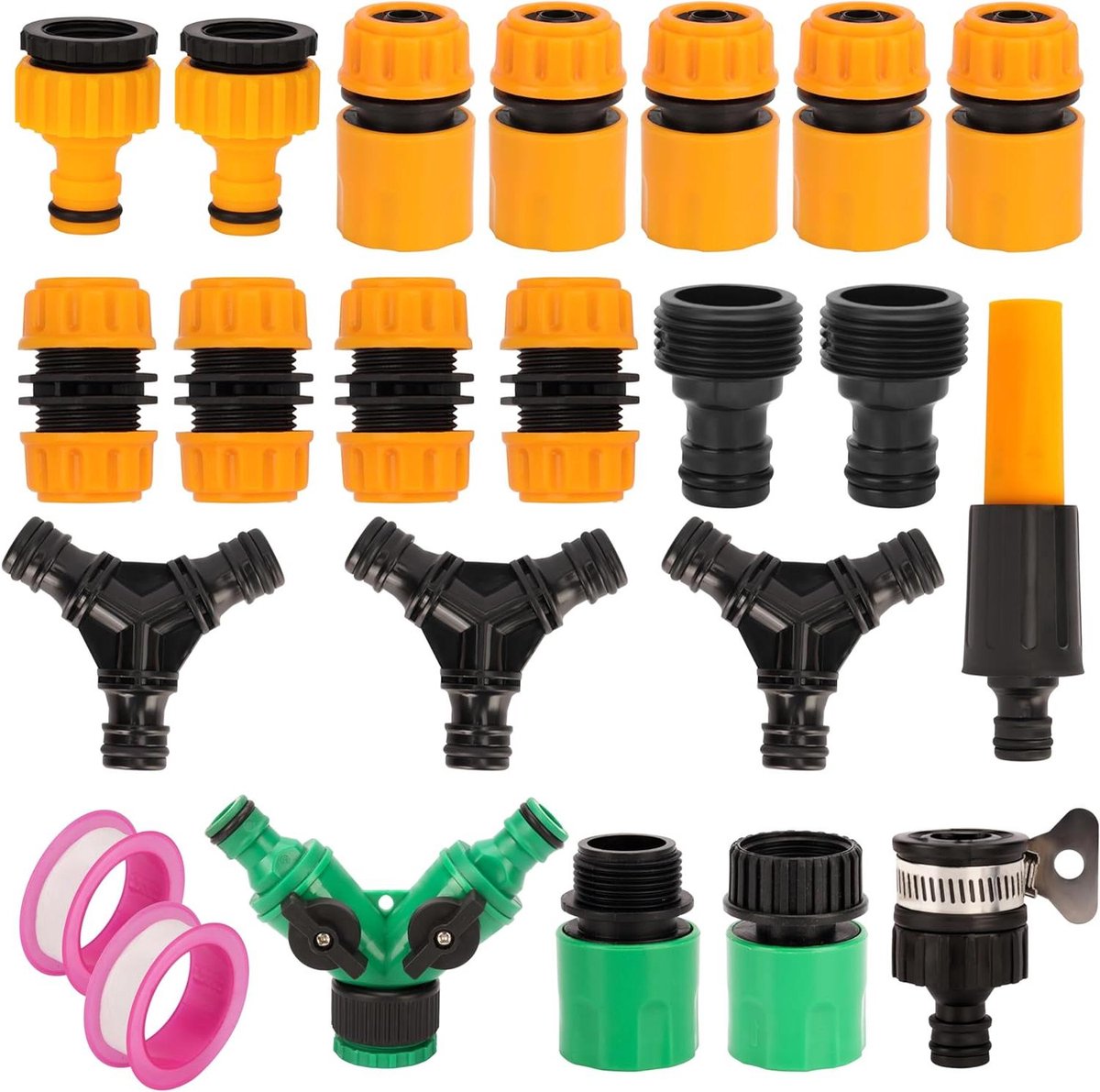 Allecto- tuinslang snelkoppelingsset - buisfittingen - reparatieset - kraanadapter splitters - 3/4 inch - geschikt voor - mannelijke en vrouwelijke (21-delig)