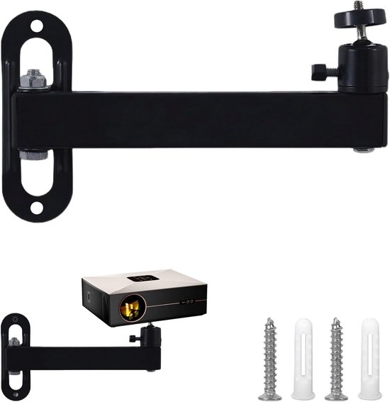 Beamer muurbeugel 360° draaibaar, verstelbaar projector standaard, metalen houder, universele 1/4 inch schroef, 10 cm