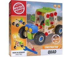 Heros Constructor Quad – Constructiespeelgoed – 4-in-1 – 110 Onderdelen – Houten Bouwset – FSC Hout – Gemaakt in Duitsland – Zelf Bouwen – Vanaf 4 Jaar
