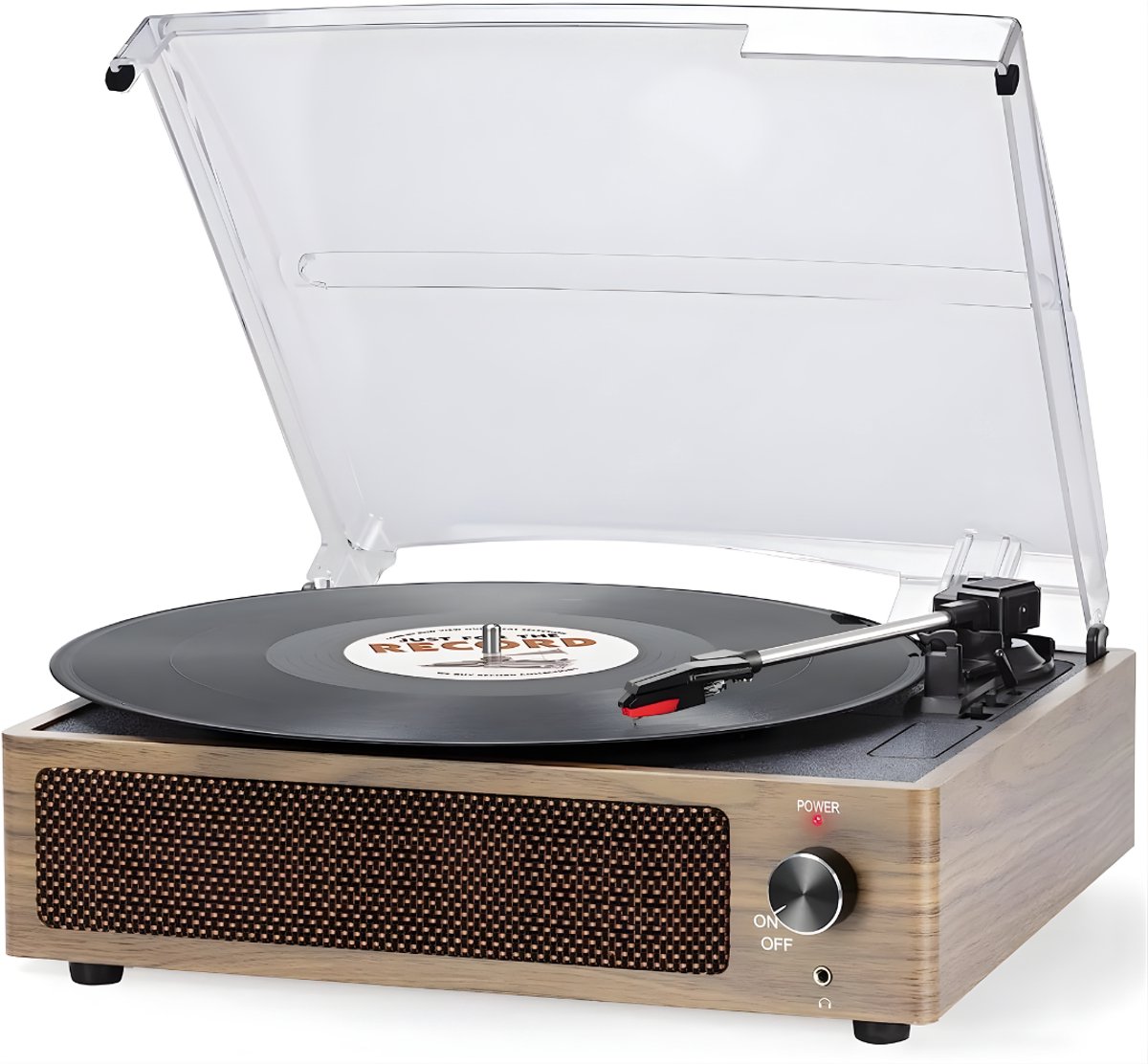 DnA® Platenspeler - Platenspelers - Platenspeler Bluetooth - Platenspeler Met Bluetooth - Lichtbruin - ‎37cm x 34cm x 15cm
