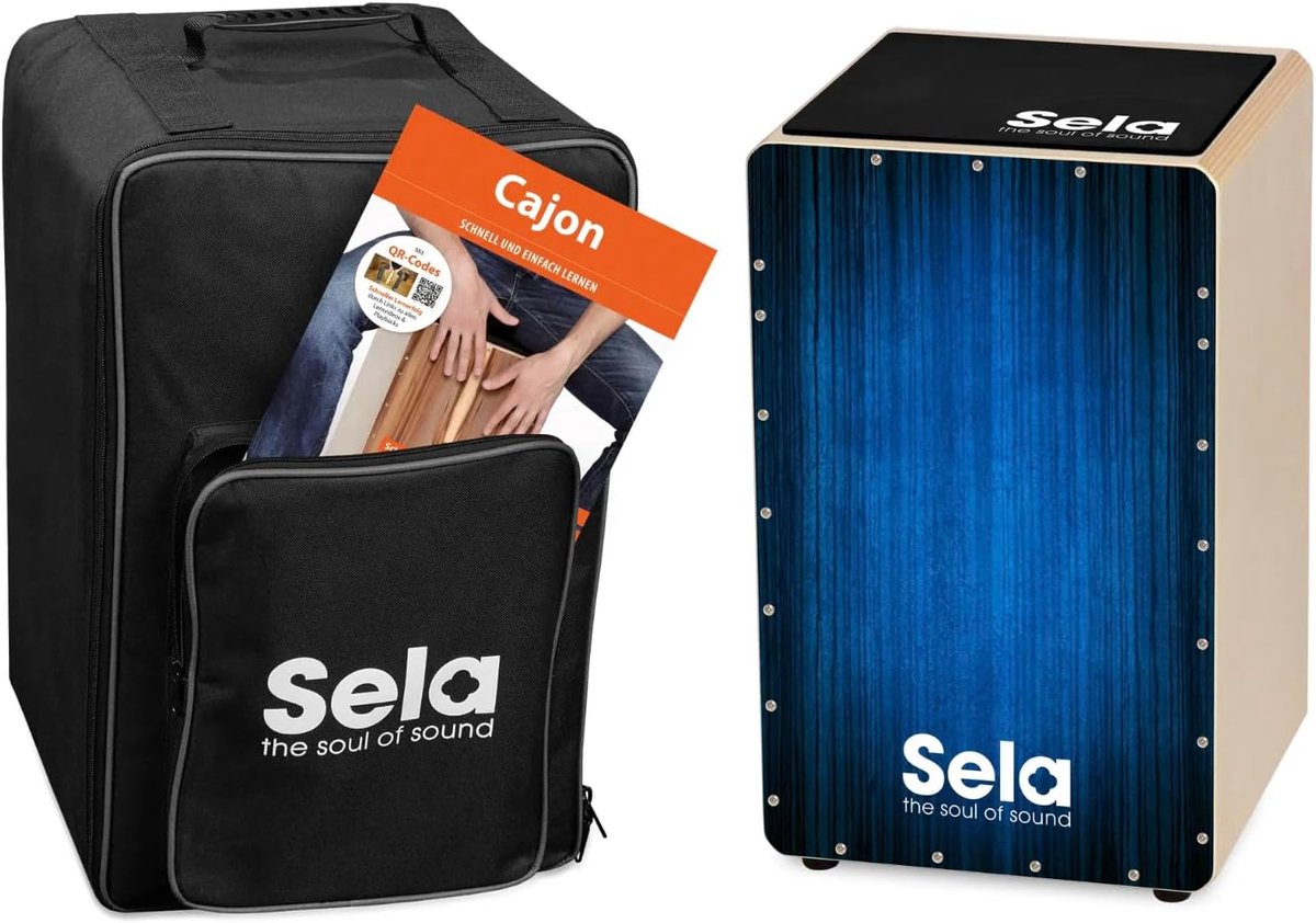 Cajon Set - Percussie Instrument - Muziek Maken - Verstelbaar Snare Geluid - 30x30x47 cm - Blauw