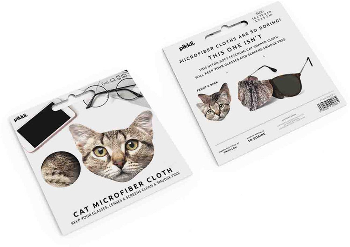 pikkii Reinigingsdoekje | Leuk microvezel lensdoekje | Cat Lens Cleaning Cloth 12x12x0.2cm 20gr