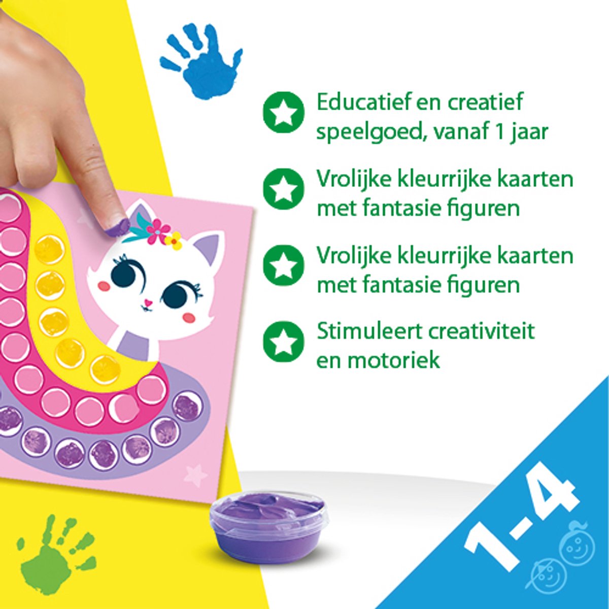 SES Creative - My first – Stippen met Vingerverf Fantasie Figuren - 10 vrolijke vingerverf kaarten in prinsessen feeën thema – Unicorn – Glutenvrij - 1 tot 4 jaar — afbeelding 2