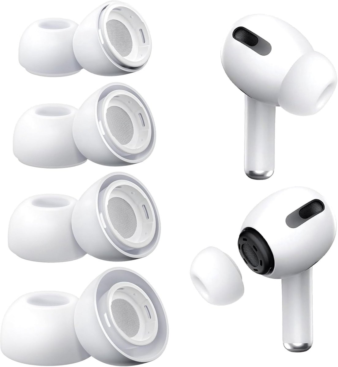 TENZHVXI - Airpod Pro Ear Tip Replacement - Airpods Pro 2 Ear Tips - Zacht Siliconen / Zijdelingse Geluidsdempingsgaten - 4 Stuks - Voor AirPods Pro (1e En 2e Generatie) Wit