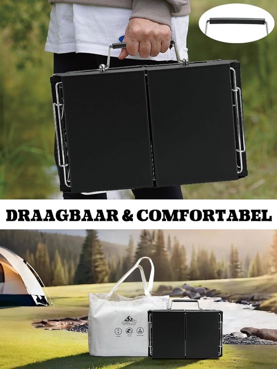 Opvouwbare Houtskool BBQ Grill - Compacte Draagbare Barbecue 34×23 cm - Camping Grill voor Strand, Picknick en Tuin - Stalen Mini BBQ voor 3 Personen van Merkloos — afbeelding 4