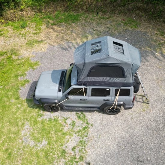 Sensova - Opblaasbare Daktent Auto Grijs/Zwart - 2 Personen + Kind - Inclusief Handpomp, Matras en Ladder - Waterdicht PU3000mm, UV50+ - Snelle Opzet 5 Min - Geschikt voor SUV, Jeep en Dakdragers Avontuur Kamperen van Merkloos — afbeelding 2