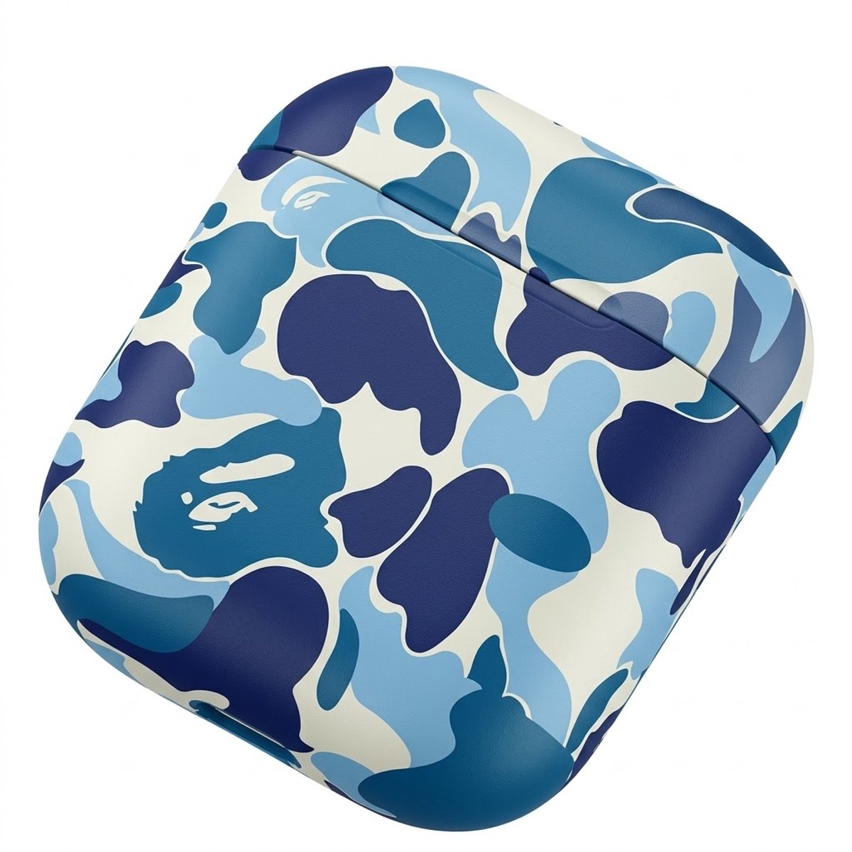 Blauw hoesje voor oordopjes unisex met camouflage patroon en matte afwerking geschikt voor AirPods 4 met compact en rondomsluitend ontwerp