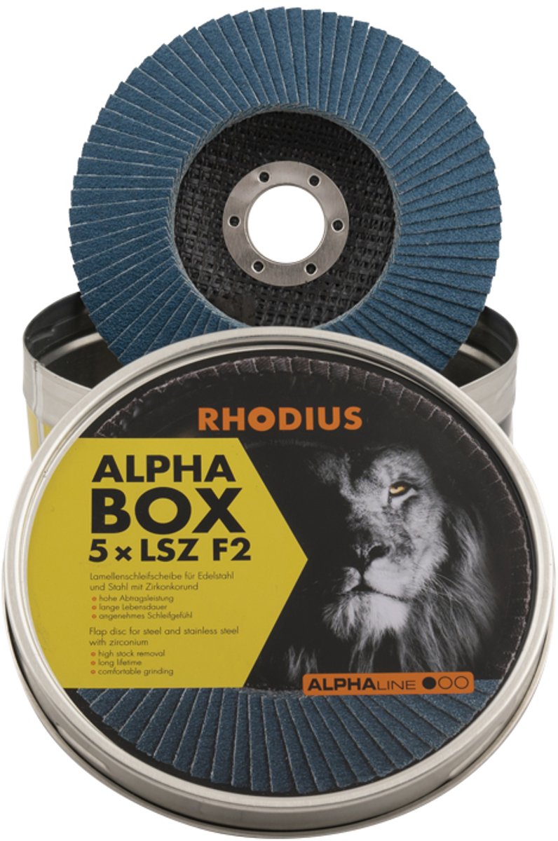 Lamellenschijf 5 in blik Ø125 mm K60 ALPAline LSZ F2 - RHODIUS