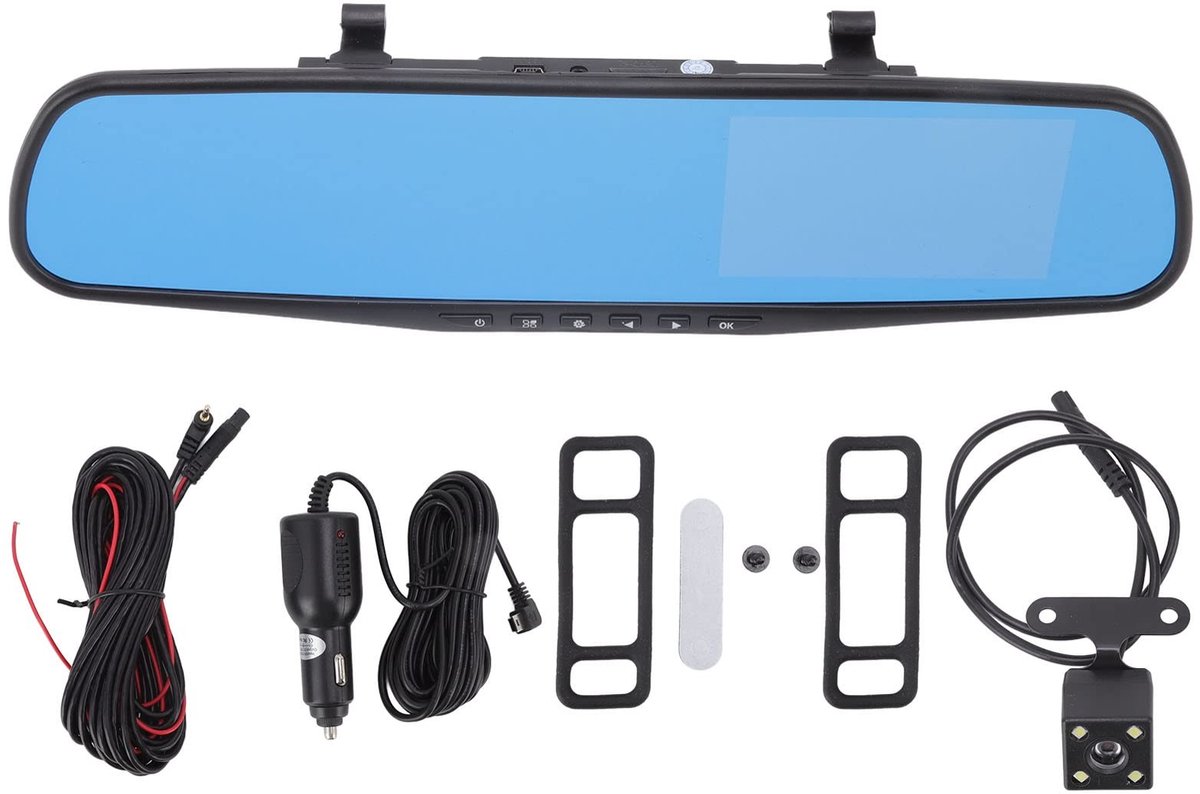 Allecto - Dash Cam Rearview Mirror - 4.3 inch Full HD - Camera voor Auto's - Parking Monitoring - G-Sensor - Geschikt voor Auto's en Trucks - Walk ...