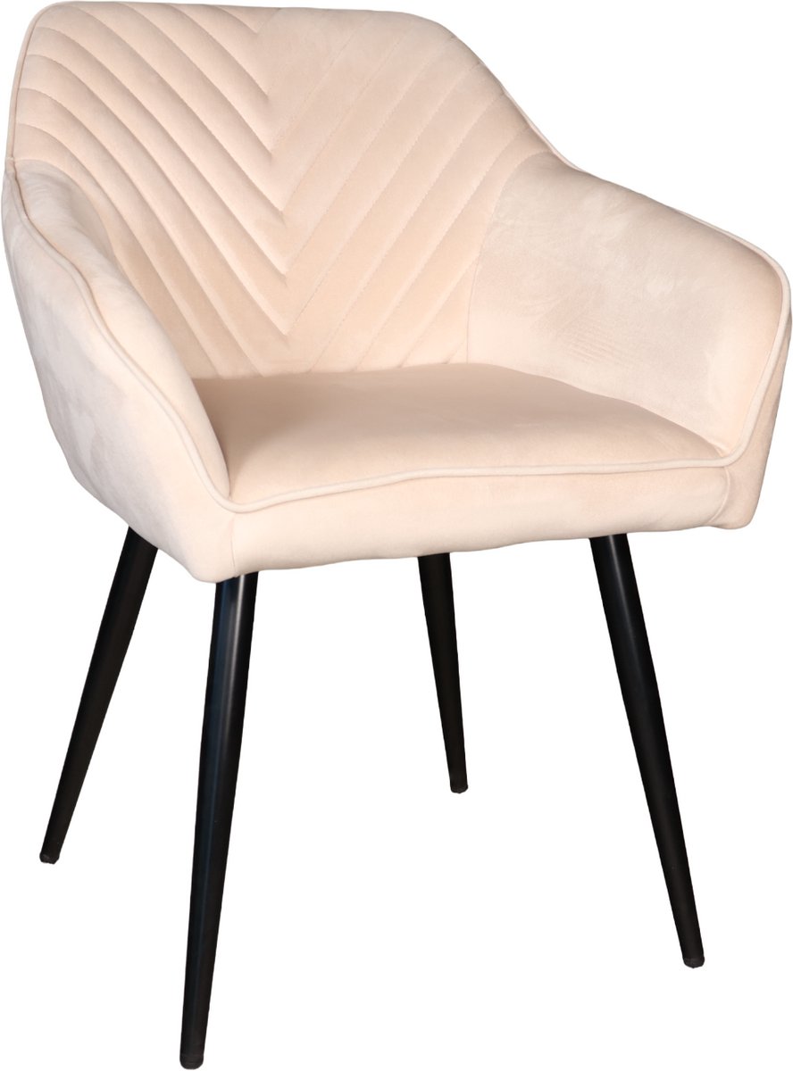 Lizzely Garden & Living SET DEAL: 6 stuks Eetkamerstoel Darcio zand velvet eetstoel zetel