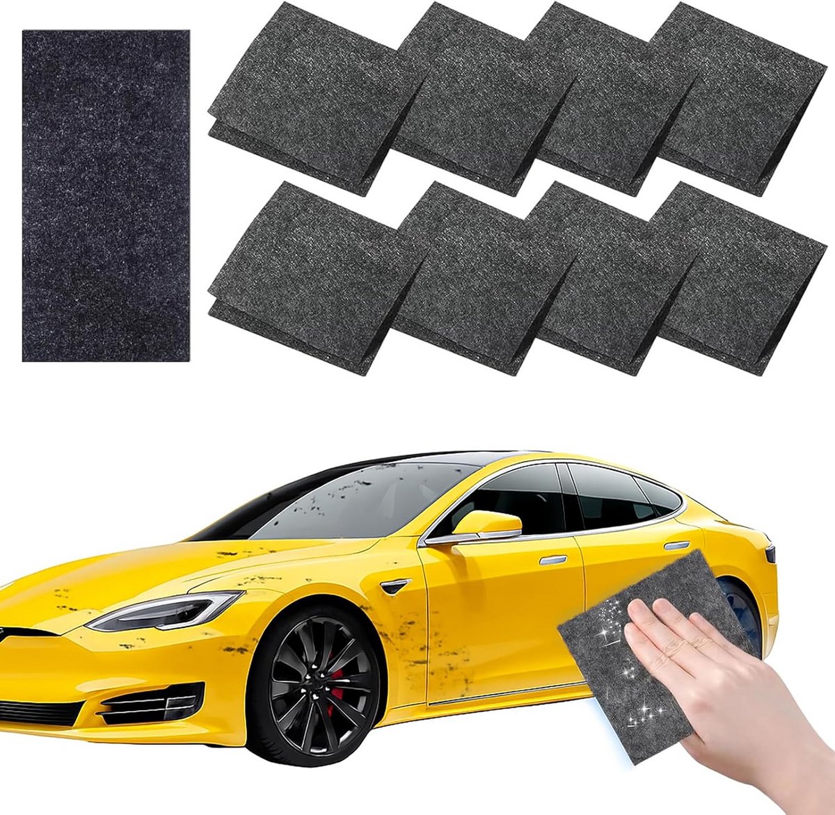 Reinigingsdoekjes Krassen - Lakherstel Doeken - Auto Onderhoud - Nano Vezel Technologie - 10x20 cm - Zwart