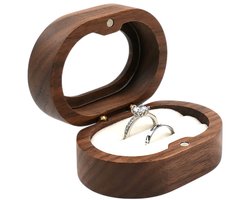 Ringdoosje - Verlovingsringdoosje - Sieradendoos - Opbergdoos voor sieraden - Sieraden niet inbegrepen - Aanzoekaccessoire - Transparante bovenkant - Geschikt voor het opbergen van oorbellen, ringen, verlovingsringen en meer - Bruin - 7*5*3,4 cm