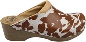Dina Medische klompen - Werkklompen - Zorgklompen - PU klompen - Ziekenhuis klompen - Dames klompen - Beige koeienprint met beige zool - maat 37
