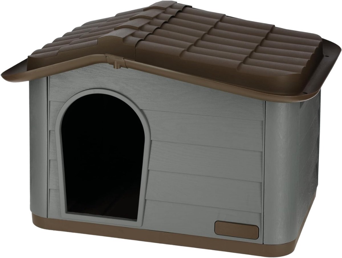 SNJY® Kattenhuis voor Buiten - Kattenhok - Kattenbak - Dierenhuis - 51L x 60B x 41H cm - Grijsgroen/Bruin