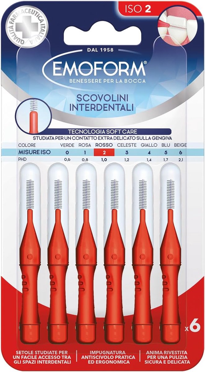 Interdentale borstels - Tandenstokers - Mondhygiëne - SoftCare technologie - 6 stuks - Rood