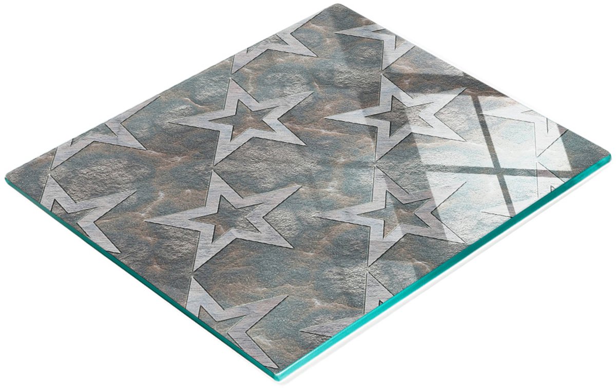 Decoratieve glazen snijplank met stenen sterren, 60x52 cm