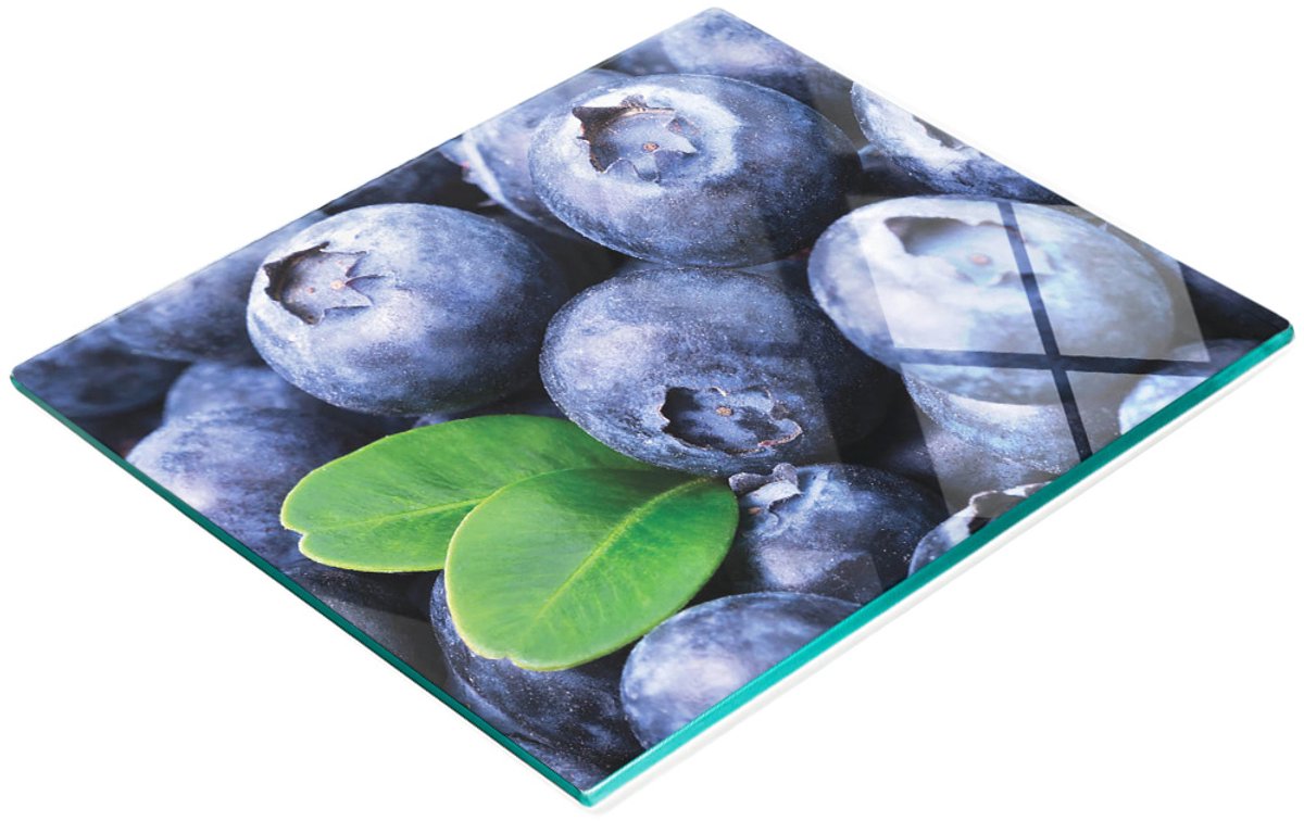Multifunctionele decoratieve snijplank van gehard glas met bessenmotief, 60x52 cm