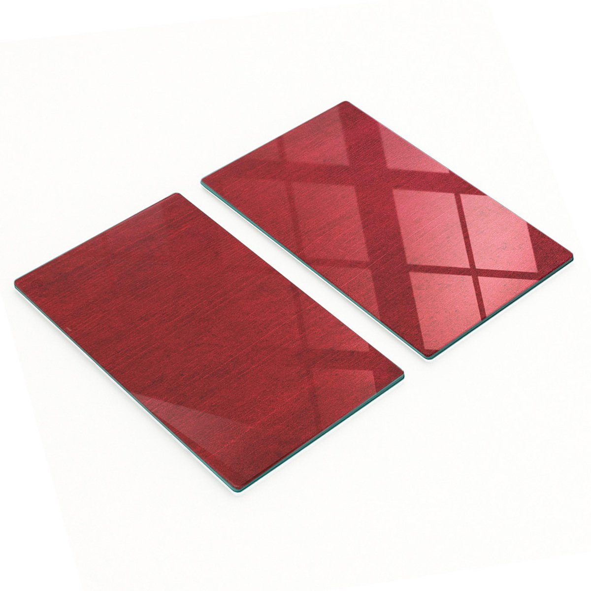 Decoratieve glazen snijplanken voor in de keuken, rood hout, 2x30x52 cm