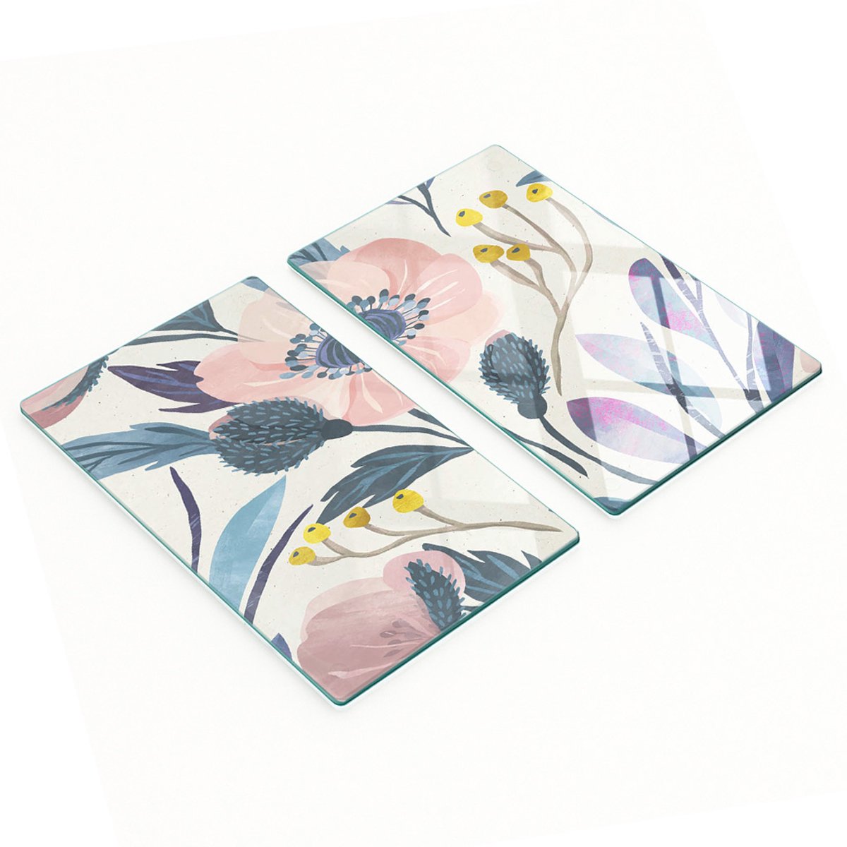 Multifunctionele decoratieve glazen borden met retro klaprozenprint 2x30x52 cm