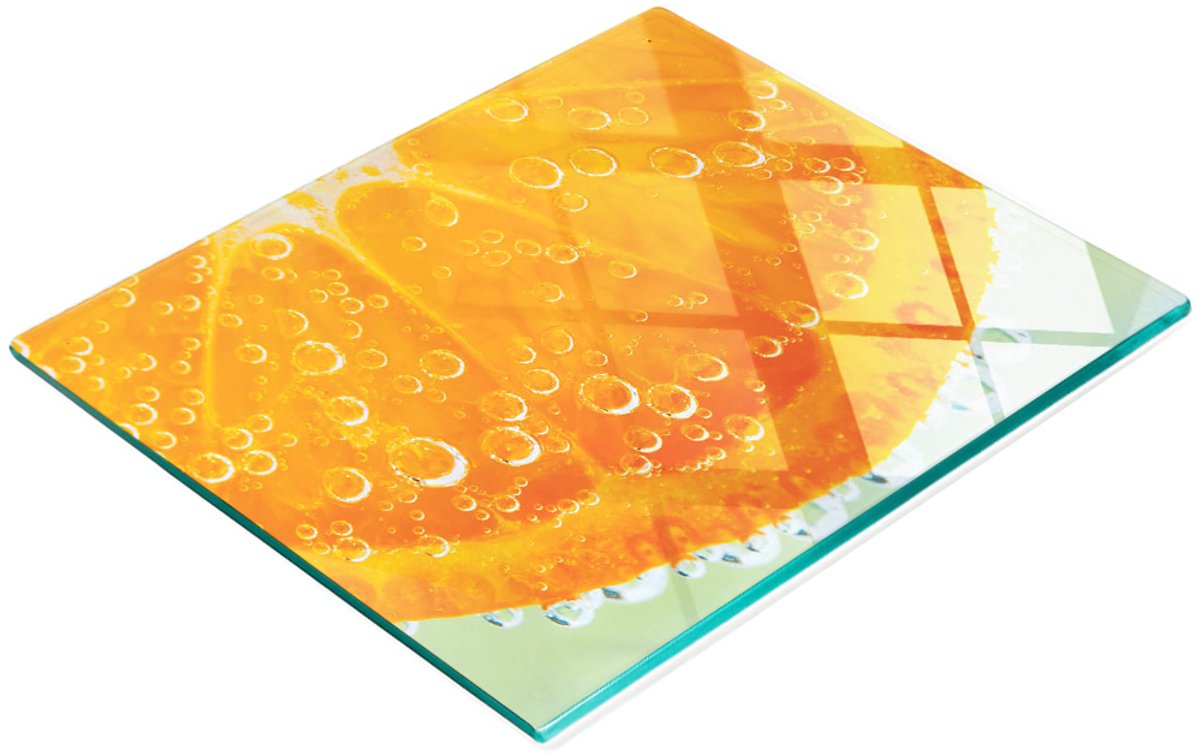 Multifunctionele decoratieve glazen snijplank voor de keuken, oranje water, 60x52 cm