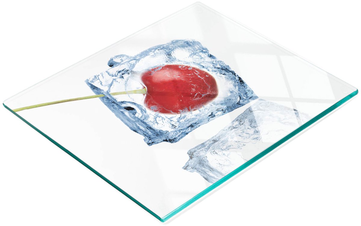Keukenplank van gehard glas met decoratieve kersenijs-afbeeldingen, 60x52 cm