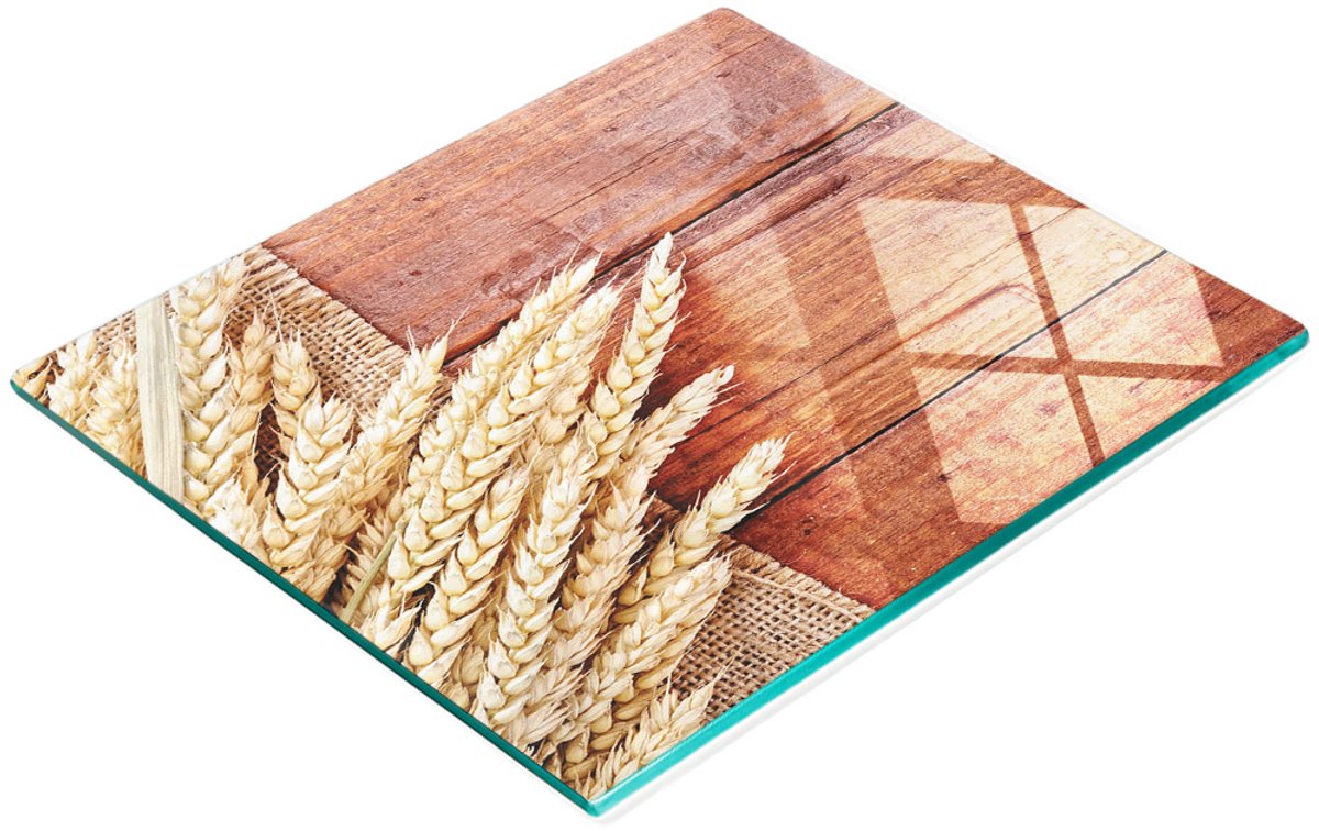 Gehard multifunctioneel decoratief bord van glas met tarwemotief, 60x52 cm