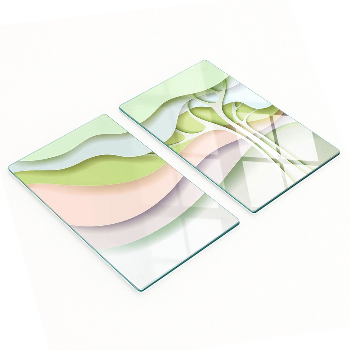 Stijlvolle en duurzame glazen borden met abstracte boomprint 2x30x52 cm