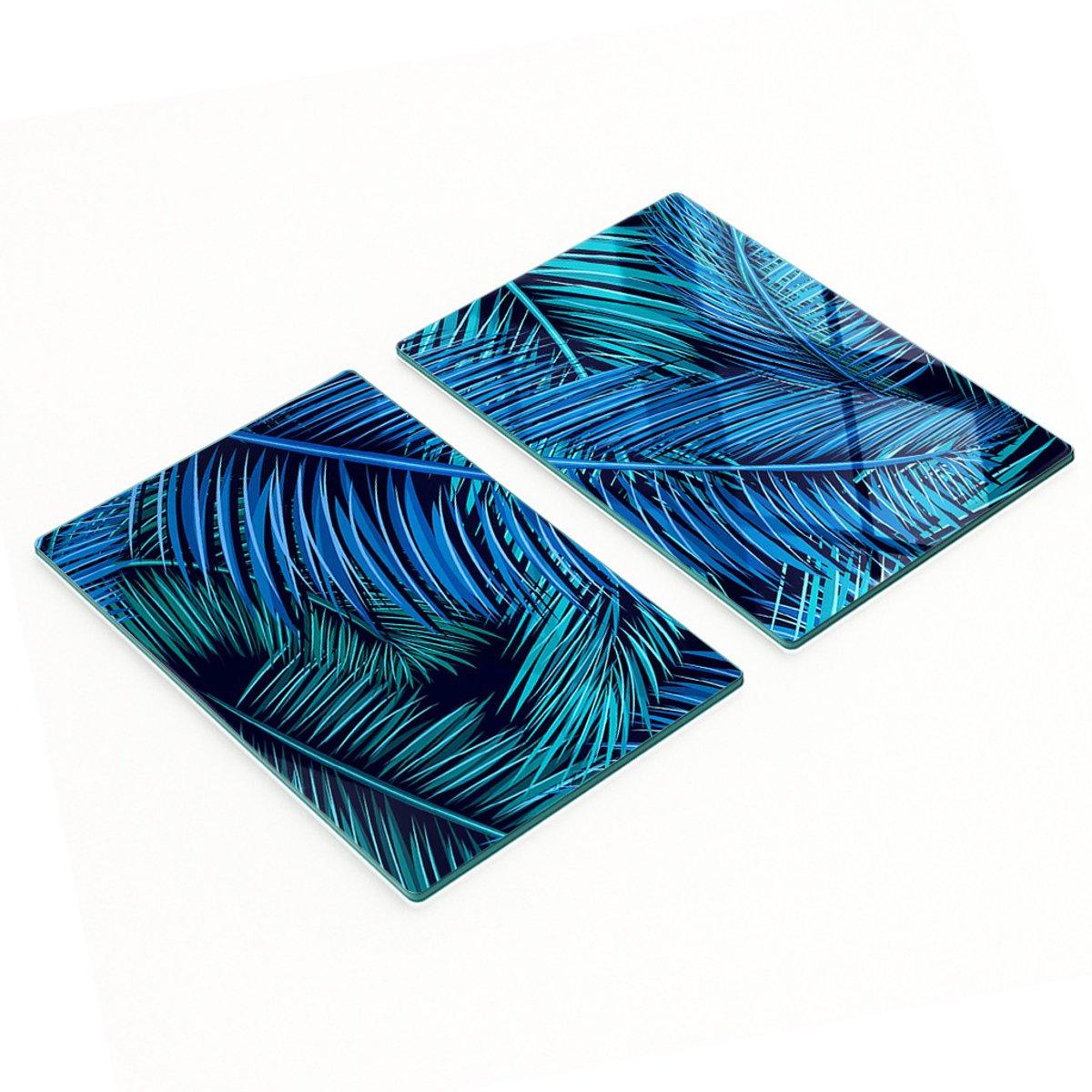 Decoratieve glazen snijplanken met palmbladerenmotief, 2x40x52 cm