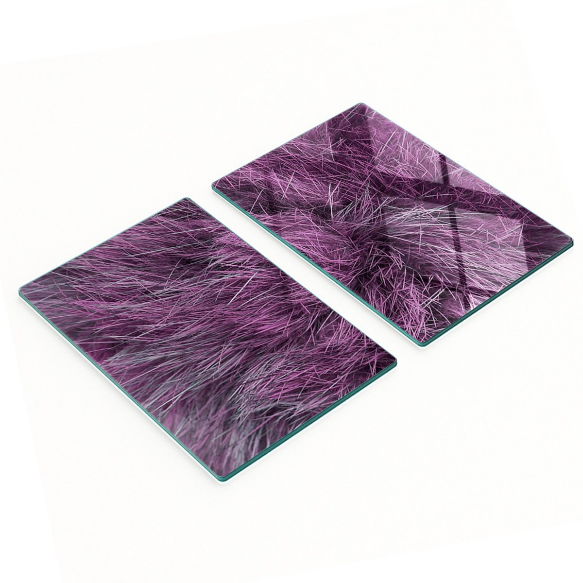 Decoratieve glazen snij- en serveerplanken, roze bont, 2x40x52 cm