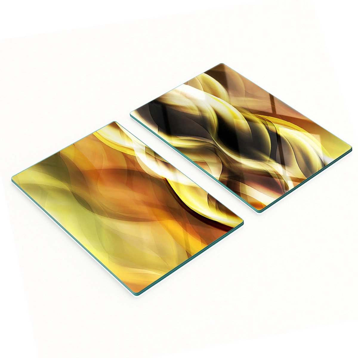 Decoratieve glazen snij- en serveerplanken, goudkleurig, 2x40x52 cm
