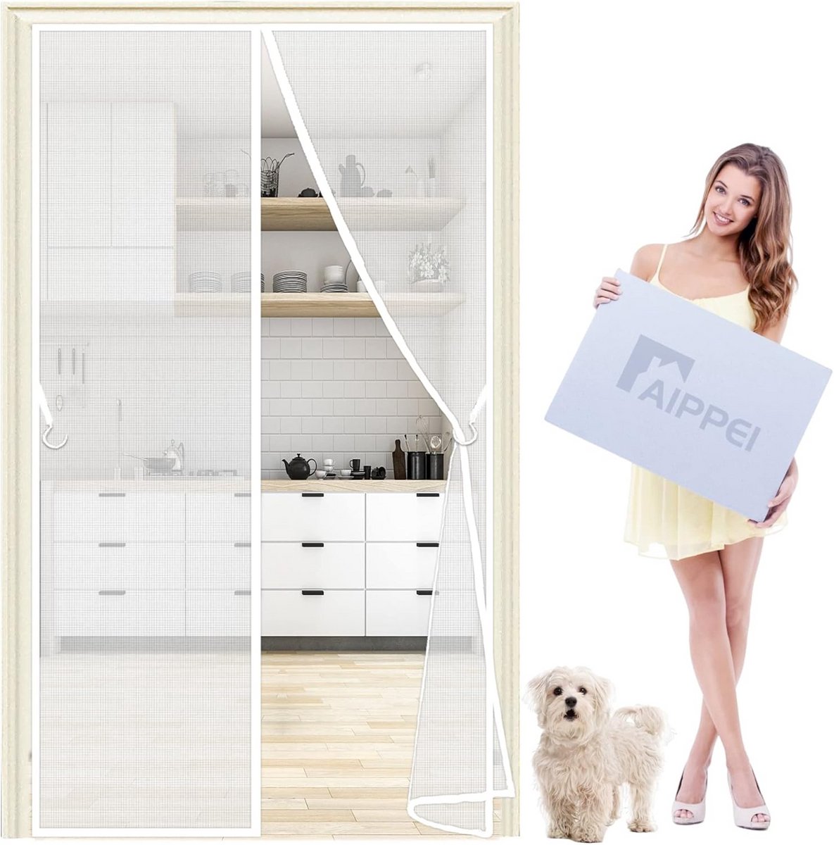 Magnetische doucheschermafdichting voor glazen deuren, 235x200cm, wit, zonder boren