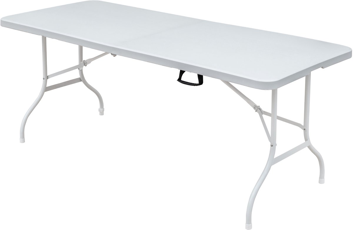 MODFU Buiten tafel inklapbaar 180x74x74 cm – Groot & stevig frame van kunststof en staal – Waterdicht & krasbestendig – Geschikt voor tuin, terras, balkon, picknick of feest – Wit