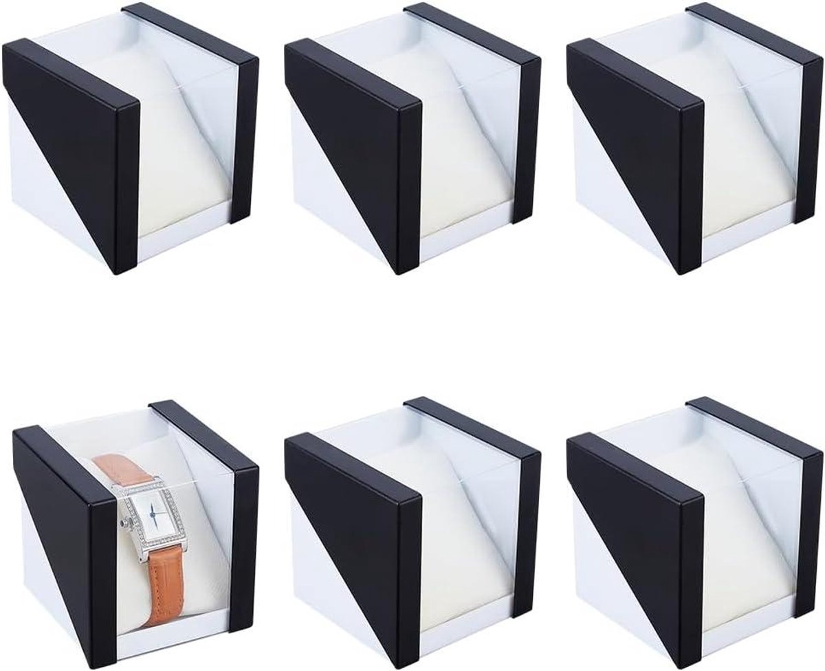 MK Stoer - Enkele horlogedoos - Reishorloge geschenkdoos - Verwijderbare kussen opberghouder - Windows vierkante vitrine - Dames en heren - Kerstmis verjaardagen