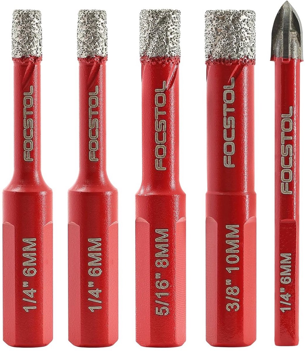 Set droge diamantboren voor tegels en natuursteen - 5 stuks