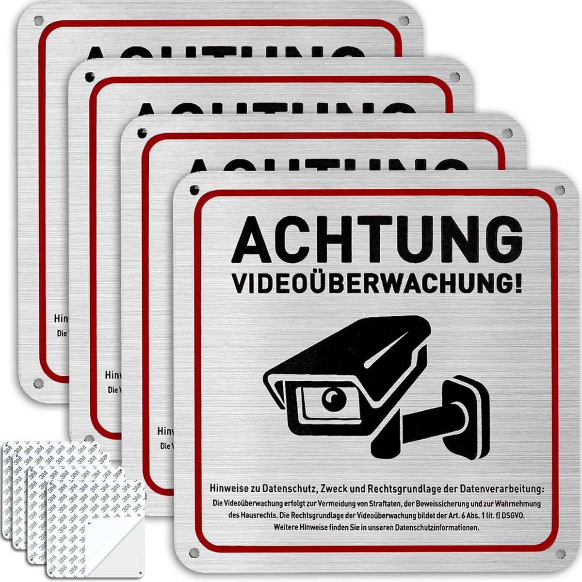 4x Waarschuwingsborden Videobewaking voor Privéterrein Opzetstukken