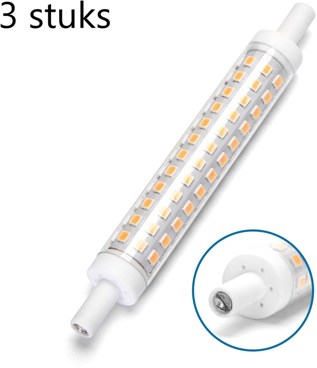 R7s staaflamp 118x15mm 3 stuks - LED 10W~90W traditionele verlichting - dimbaar - 1000 lumen - 2700K warmwit