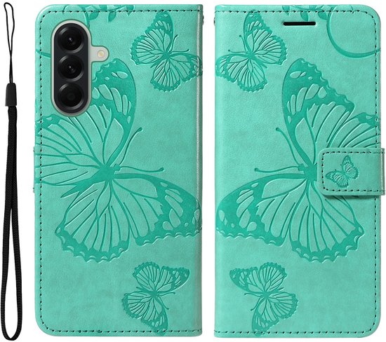 Coque Coverup - Convient pour Samsung Galaxy A57 - Coque portefeuille papillons Coverup - Vert menthe