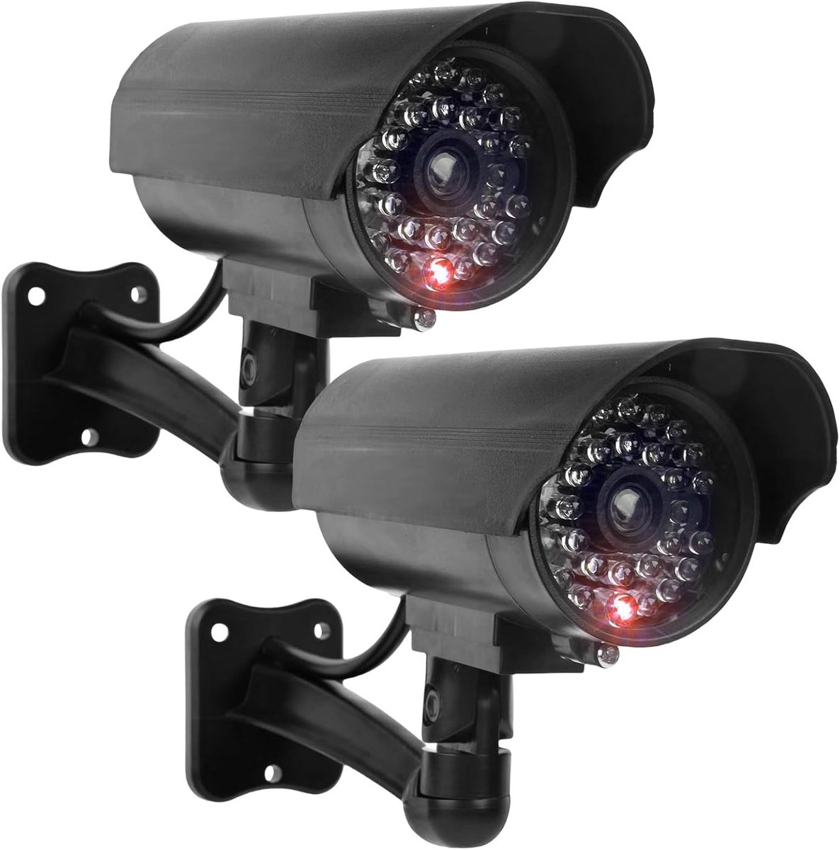 2x Dummy Buiten & Binnen Beveiligingscamera met Knipperende LED | Nep CCTV Camera Zwart