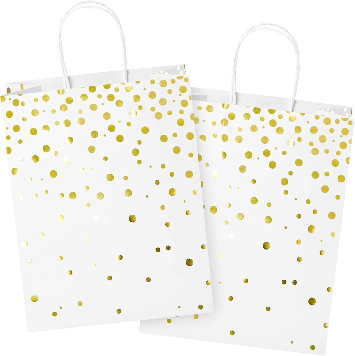 Imperatoris - Geschenktas - Wit/goud - Cadeauverpakking - Cadeaupapier - Cadeautasjes - Papieren Tassen - Gift Bag - Met Handvat - Kraft Tas - 20 x 14 x 25.5 cm - 16 Stuks