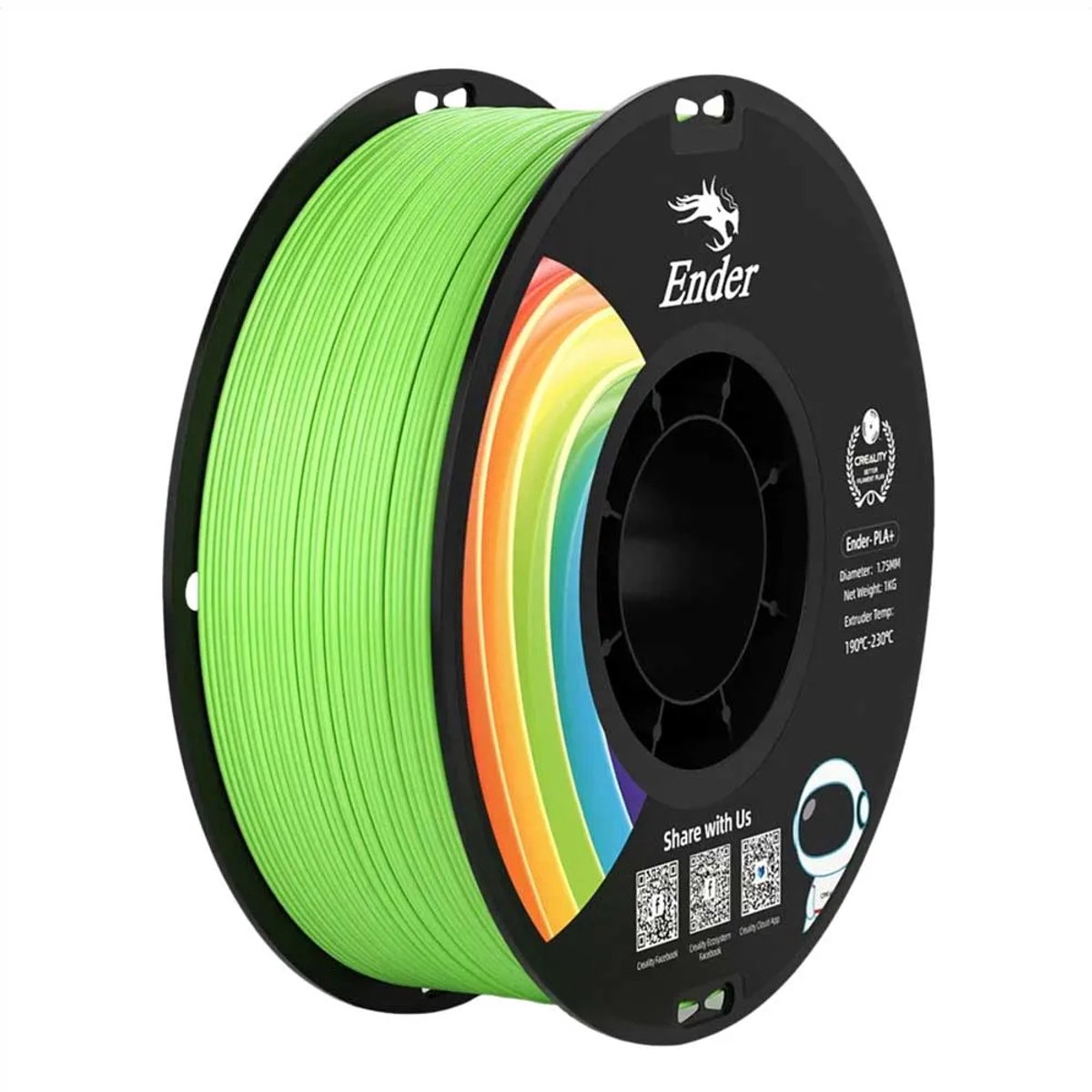 Creality Ender Pla+ 1.75 Mm 1kg Filament Groen One Size / EU Plug 220V