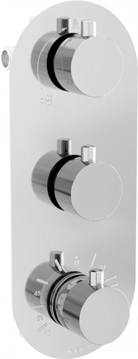 Mexen Kai thermostatische bad-douchekraan met drie uitgangen, chroom - 77603-00