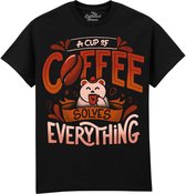 A Cup Of Coffee Solves Everything The Coloured House T-shirt 3XL